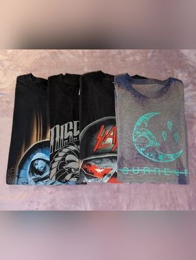 Big Bundle (4) T-shirts Metalcore Heavy Metal Hard Rock Graphic T-Shirt Tee (S)